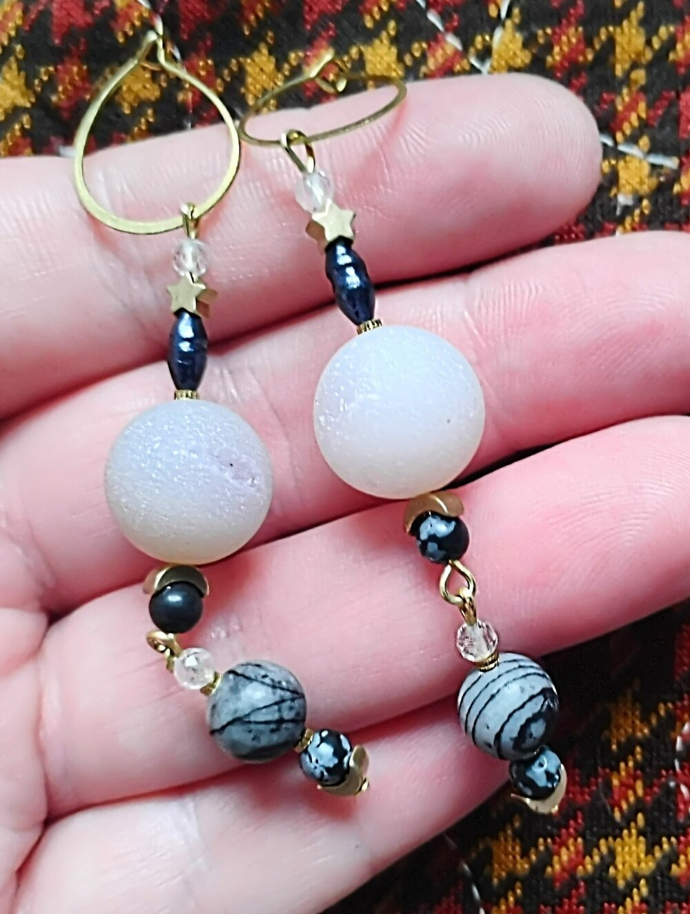 'Darkness and Light' Stone Celestial Earrings - Picture 4 of 6